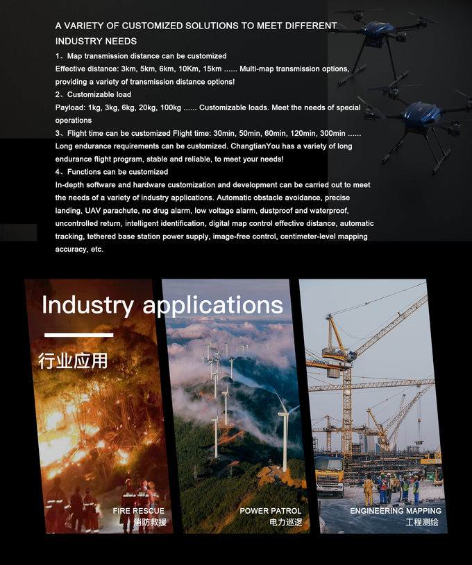 3000g Autonomous Industrial Drones 1080P 10km Foldable RC Drone With Camera